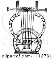 Poster, Art Print Of Vintage Black And White Ancient Lyre Instrument 7