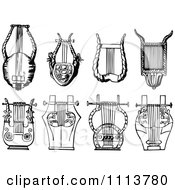 Clipart Vintage Black And White Lyre Instruments Royalty Free Vector Illustration by Prawny Vintage