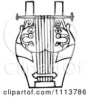 Clipart Vintage Black And White Ancient Lyre Instrument 8 Royalty Free Vector Illustration by Prawny Vintage