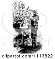 Poster, Art Print Of Vintage Black And White Male Gardner Pruning Plants