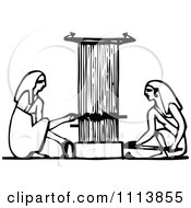 Vintage Black And White Ancient Egyptians Using A Loom