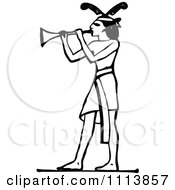 Poster, Art Print Of Vintage Black And White Ancient Egyptian Trumpet Musician