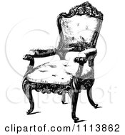 Clipart Vintage Black And White Ornate Chair 2 Royalty Free Vector Illustration