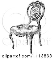 Clipart Vintage Black And White Ornate Chair 3 Royalty Free Vector Illustration