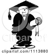Vintage Black And White Graduate In A Big Cap And Gown