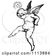 Poster, Art Print Of Vintage Black And White Cherub Leaping