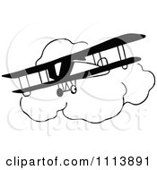 Poster, Art Print Of Vintage Black And White Bi Plane And Clouds
