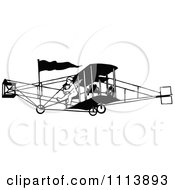 Poster, Art Print Of Vintage Black And White Biplane And Pilot