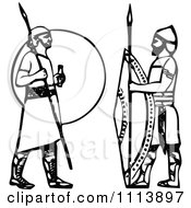Poster, Art Print Of Vintage Black And White Ancient Assyrian Spearmen Guards