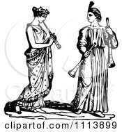 Poster, Art Print Of Vintage Black And White Ancient Flautists