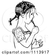 Clipart Vintage Black And White Girl Brushing Her Teeth Royalty Free Vector Illustration by Prawny Vintage
