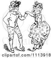 Clipart Vintage Black And White Children Dancing Royalty Free Vector Illustration