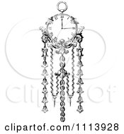 Clipart Vintage Black And White Ornate Wall Clock Royalty Free Vector Illustration
