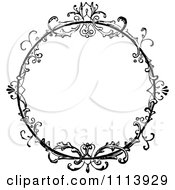 Poster, Art Print Of Vintage Black And White Ornate Floral Round Frame