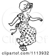 Clipart Vintage Black And White Girl Jumping Royalty Free Vector Illustration