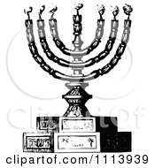 Poster, Art Print Of Vintage Black And White Menorah And Candles