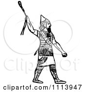 Poster, Art Print Of Vintage Black And White Ancient Assyrian Spearman Guard 1