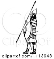 Poster, Art Print Of Vintage Black And White Ancient Assyrian Spearman Guard 2