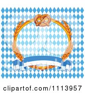 Soft Pretzel And Wheat Oktoberfest Frame Over Diamonds With A Banner