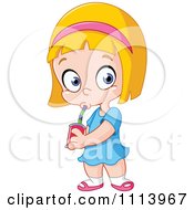 Clipart Blond Girl Drinking A Canned Beverage Royalty Free Vector Illustration