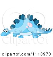 Poster, Art Print Of Happy Blue Stegosaurus Walking