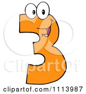 Clipart Orange Three Mascot Royalty Free Vector Illustration by Hit Toon