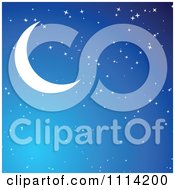 Poster, Art Print Of Crescent Moon In A Blue Starry Sky