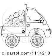 Poster, Art Print Of Outlined Kei Truck With Basketballs