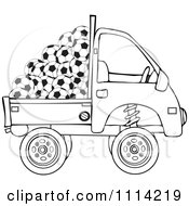 Poster, Art Print Of Outlined Kei Truck With Soccer Balls