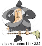 Clipart Ugly Witch Holding A Broom Royalty Free Vector Illustration