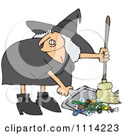 Poster, Art Print Of Ugly Witch Sweeping Up Spell Items With A Broom