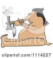 Poster, Art Print Of Native American Man Smoking A Pipe
