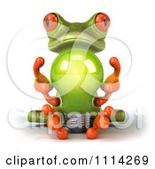 Clipart 3d Green Frog Sitting With A Lightbulb Royalty Free CGI Illustration