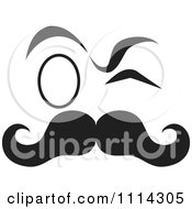 Clipart Black And White Mustache With A Winking Eye And Monocle Royalty Free Vector Illustration