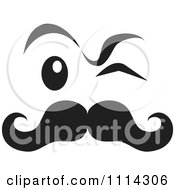 Clipart Black And White Winking Face With A Mustache Royalty Free Vector Illustration
