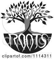 Black And White Family Tree With Roots Text