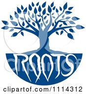 Blue Family Tree With Roots Text