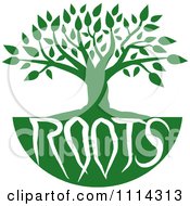 Green Family Tree With Roots Text