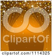 Clipart Background Of Sparkles And Golden Curtains Royalty Free Vector Illustration