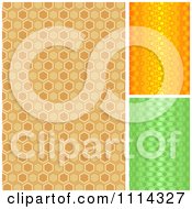 Clipart Seamless Tan Orange And Green Hexagon Patterns Royalty Free Vector Illustration