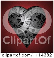 Poster, Art Print Of 3d Gear Cogs In The Shape Of A Heart Framed By Red