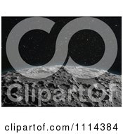 3d Cratered Moon Surface And Starry Sky
