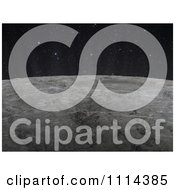 Poster, Art Print Of 3d Lunar Surface And Starry Sky