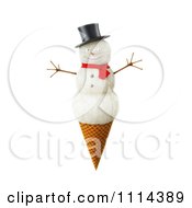 Poster, Art Print Of 3d Snowman Waffle Ice Cream Cone
