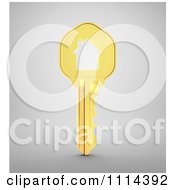 Clipart 3d Gold House Key On Gray Royalty Free CGI Illustration