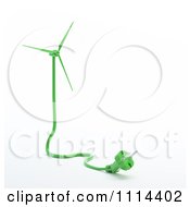Poster, Art Print Of 3d Green Electric Cable And Plug Forming A Windmill