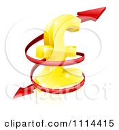 Poster, Art Print Of 3d Red Spiraling Arrow Around A Golden Lira Pound Currency Symbol