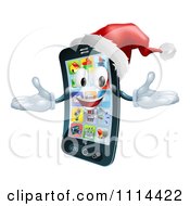 3d Christmas Cell Phone Wearing A Santa Hat