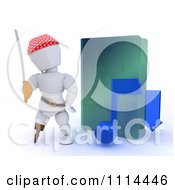 Poster, Art Print Of 3d Illegal Music Download Pirate White Character By A Green Folder