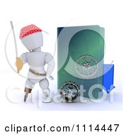 Poster, Art Print Of 3d Illegal Movie Download Pirate White Character With A Folder And Film Reels